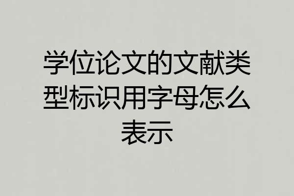 学位论文的文献类型标识用字母怎么表示