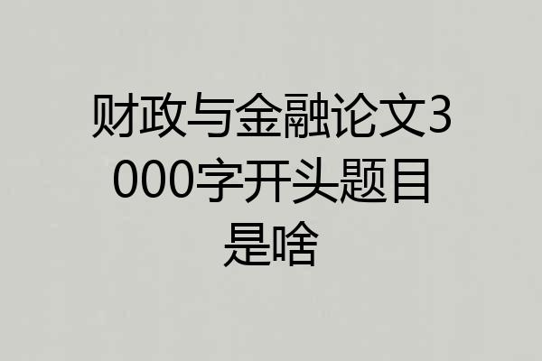 财政与金融论文3000字开头题目是啥