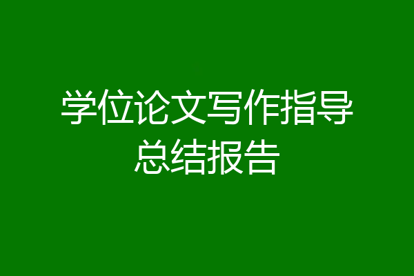 学位论文写作指导总结报告