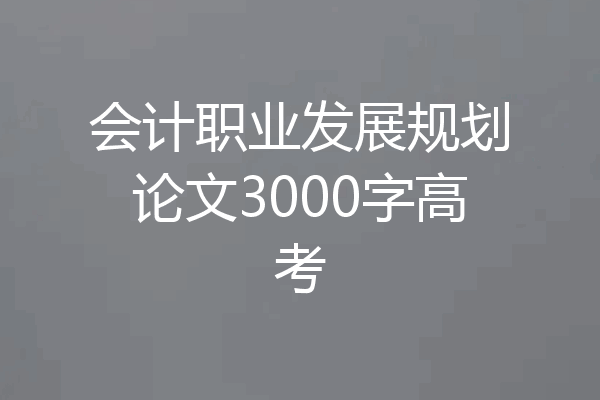 会计职业发展规划论文3000字高考