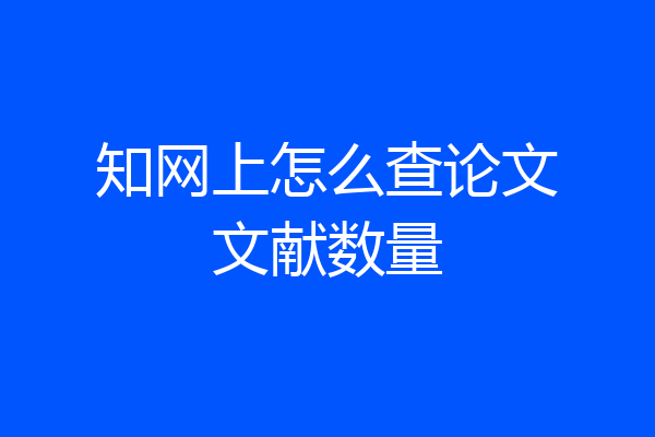 知网上怎么查论文文献数量