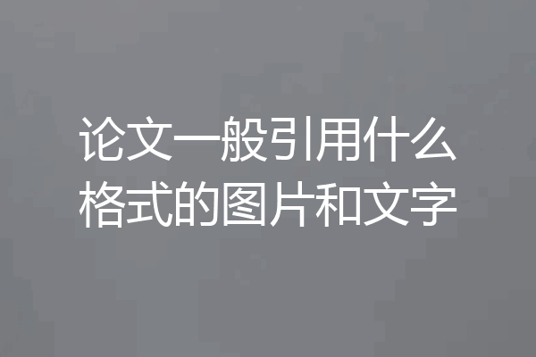 论文一般引用什么格式的图片和文字
