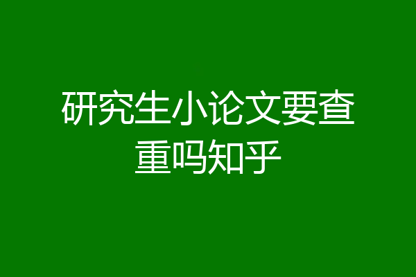 研究生小论文要查重吗知乎