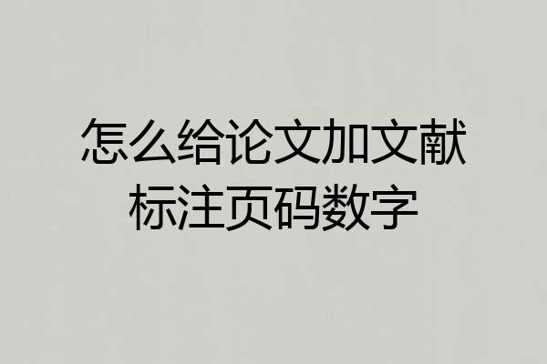 怎么给论文加文献标注页码数字