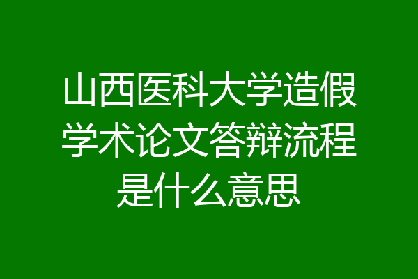 山西医科大学造假学术论文答辩流程是什么意思