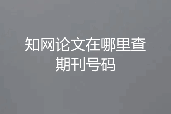知网论文在哪里查期刊号码