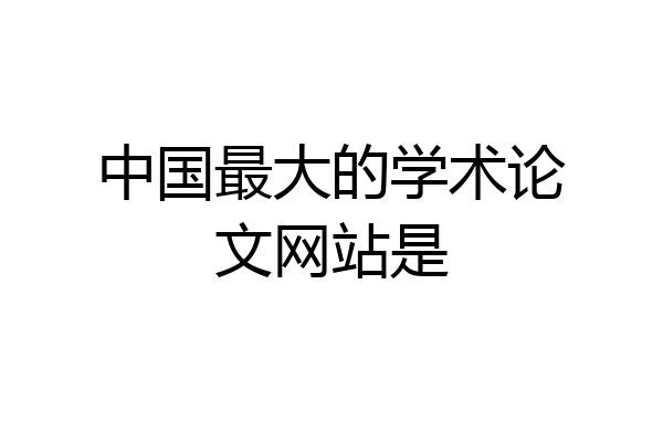 中国最大的学术论文网站是
