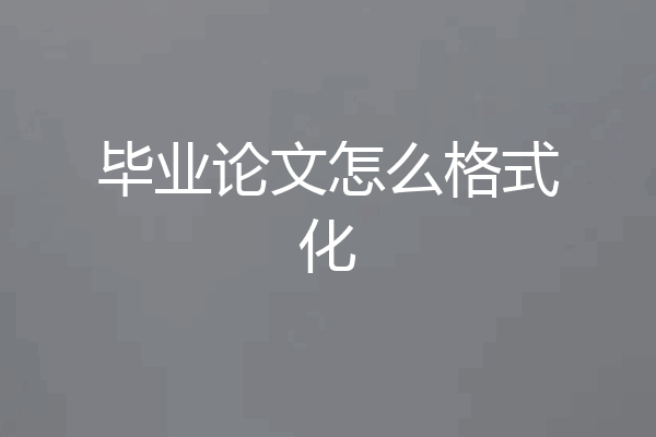 毕业论文怎么格式化