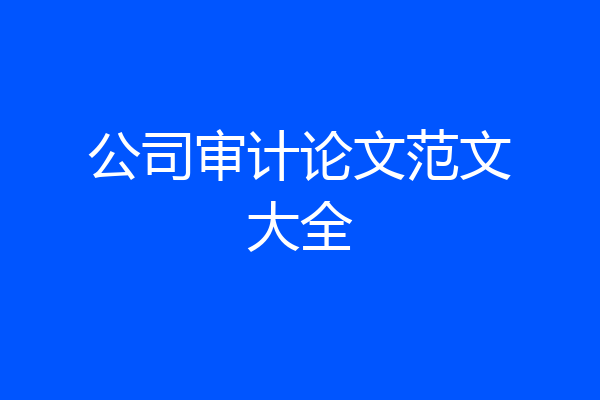 公司审计论文范文大全