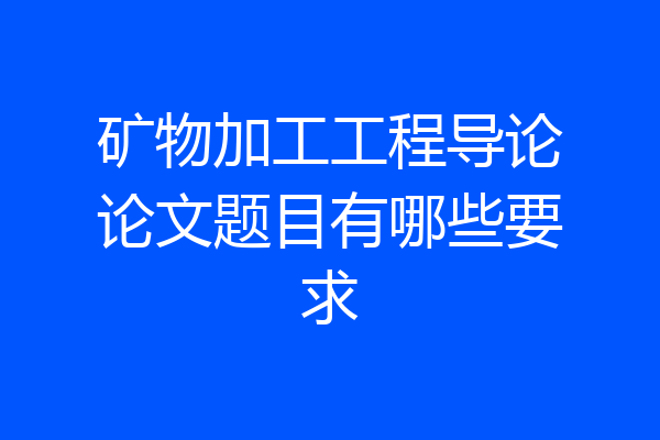 矿物加工工程导论论文题目有哪些要求