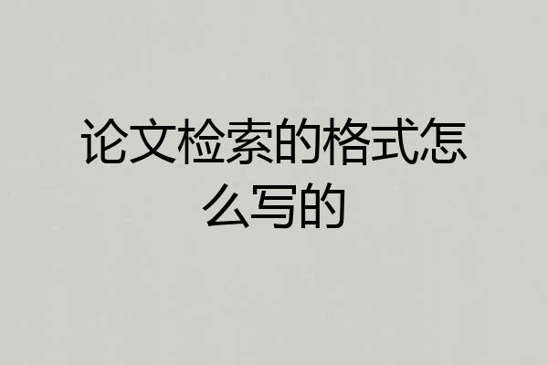 论文检索的格式怎么写的