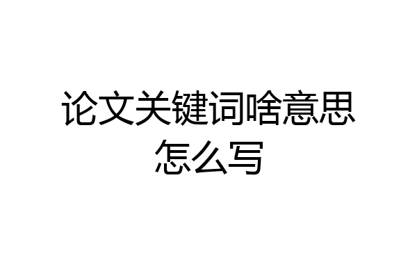 论文关键词啥意思怎么写