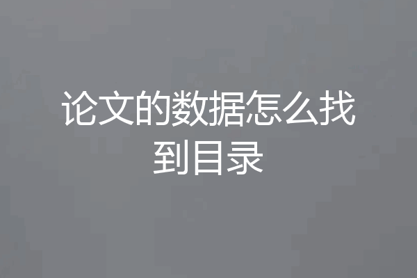 论文的数据怎么找到目录
