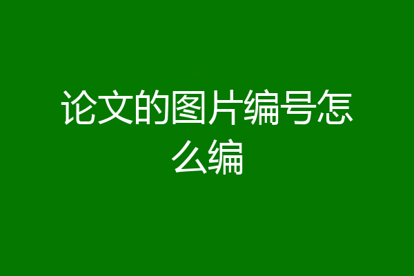 论文的图片编号怎么编
