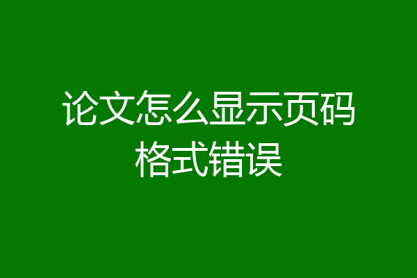 论文怎么显示页码格式错误