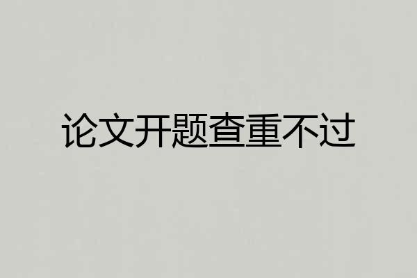 论文开题查重不过
