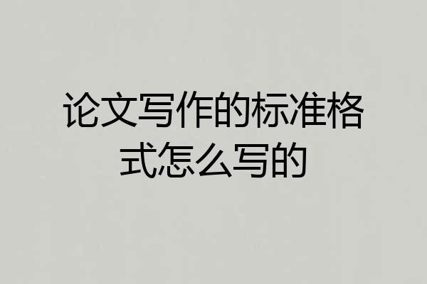 论文写作的标准格式怎么写的