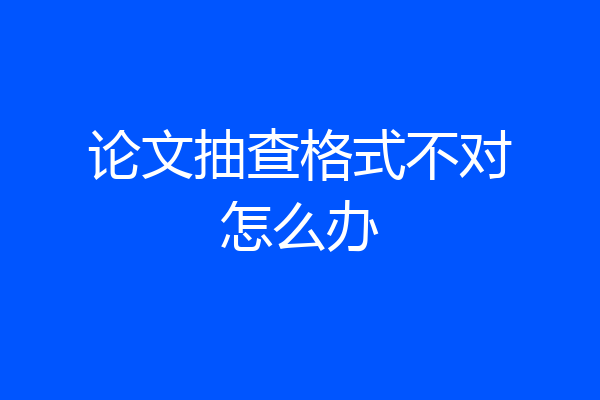论文抽查格式不对怎么办