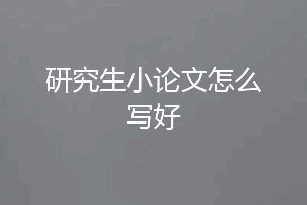 研究生小论文怎么写好
