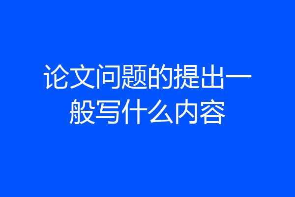 论文问题的提出一般写什么内容