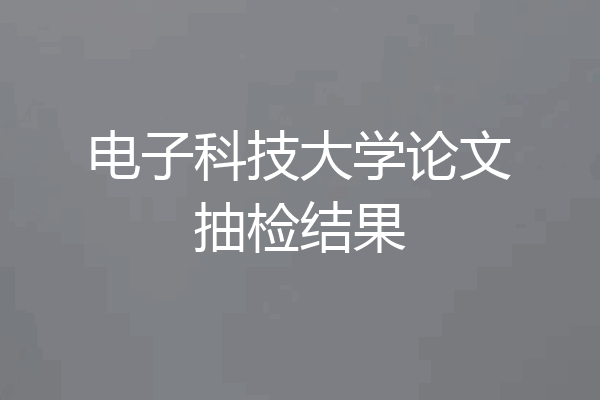 电子科技大学论文抽检结果