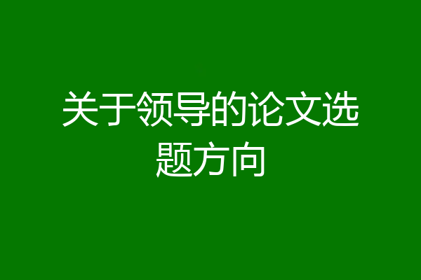 关于领导的论文选题方向