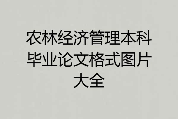 农林经济管理本科毕业论文格式图片大全