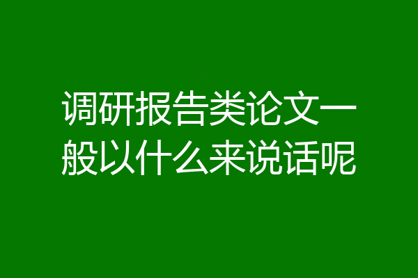 调研报告类论文一般以什么来说话呢