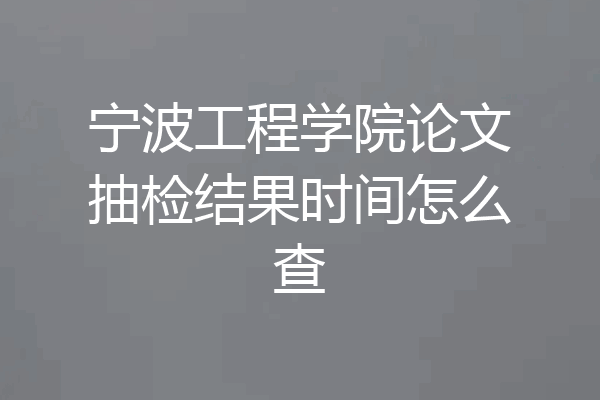 宁波工程学院论文抽检结果时间怎么查