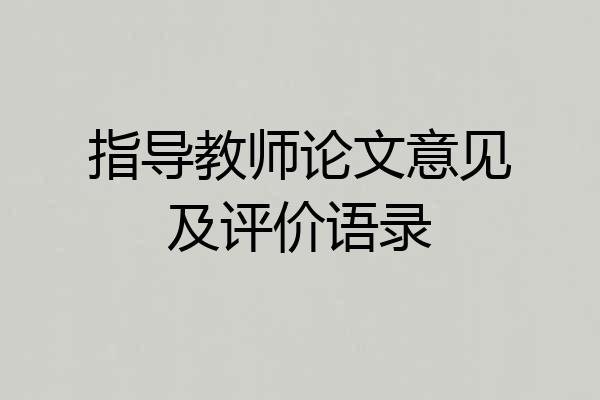 指导教师论文意见及评价语录