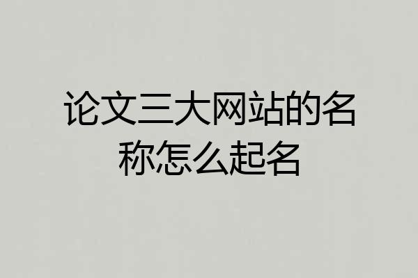论文三大网站的名称怎么起名