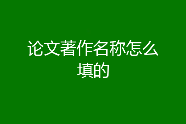 论文著作名称怎么填的