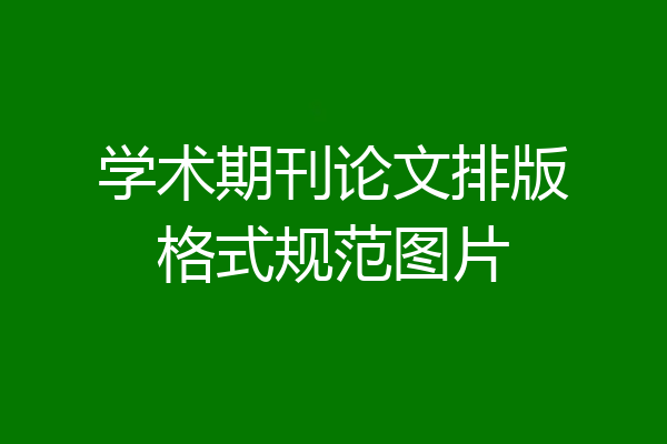 学术期刊论文排版格式规范图片