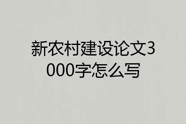 新农村建设论文3000字怎么写