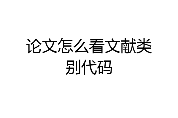 论文怎么看文献类别代码