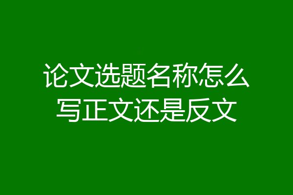 论文选题名称怎么写正文还是反文