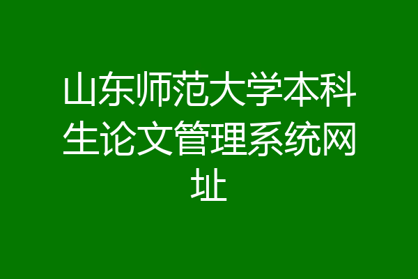 山东师范大学本科生论文管理系统网址