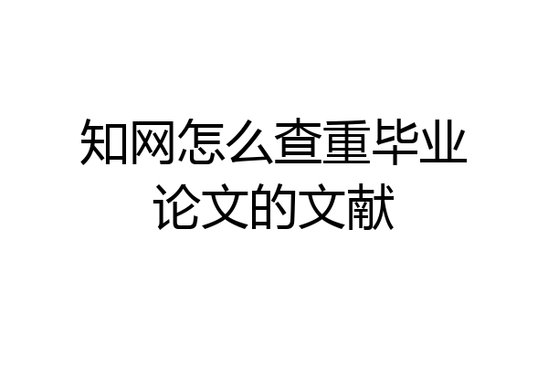 知网怎么查重毕业论文的文献