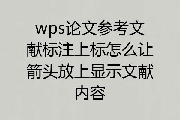 wps论文参考文献标注上标怎么让箭头放上显示文献内容