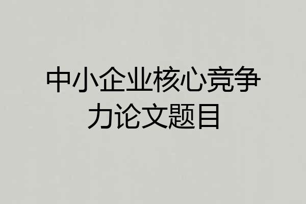 中小企业核心竞争力论文题目
