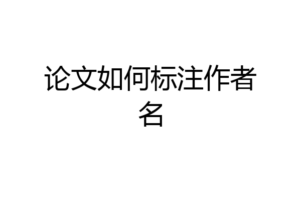 论文如何标注作者名