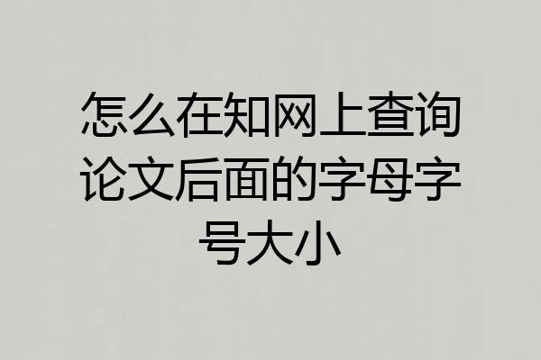 怎么在知网上查询论文后面的字母字号大小