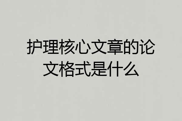 护理核心文章的论文格式是什么