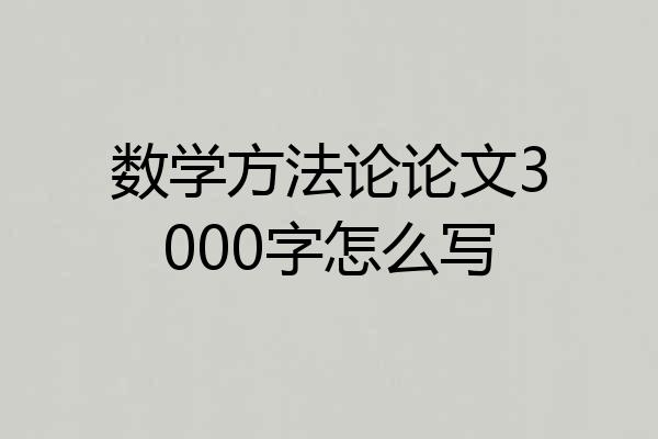 数学方法论论文3000字怎么写