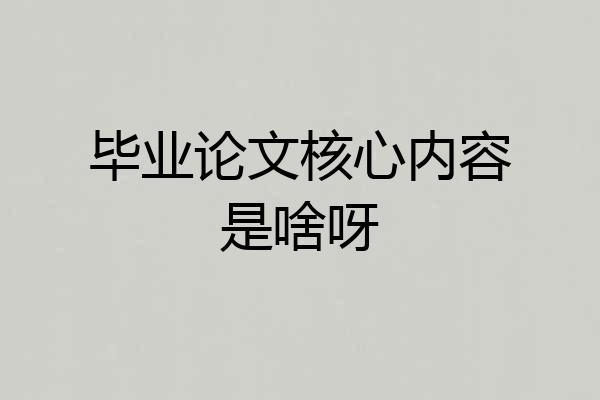 毕业论文核心内容是啥呀
