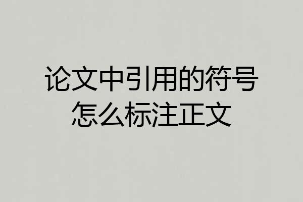 论文中引用的符号怎么标注正文