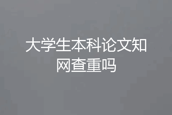 大学生本科论文知网查重吗