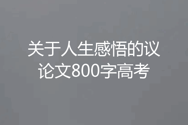 关于人生感悟的议论文800字高考