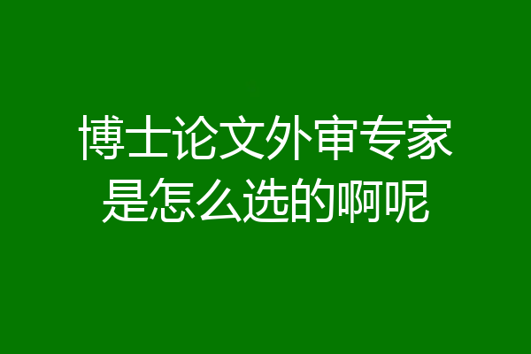 博士论文外审专家是怎么选的啊呢