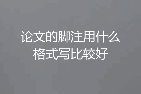 论文的脚注用什么格式写比较好